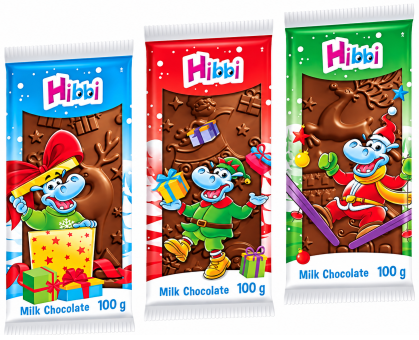Новогодний молочный шоколад Hibbi с праздничными фигурками 90 г