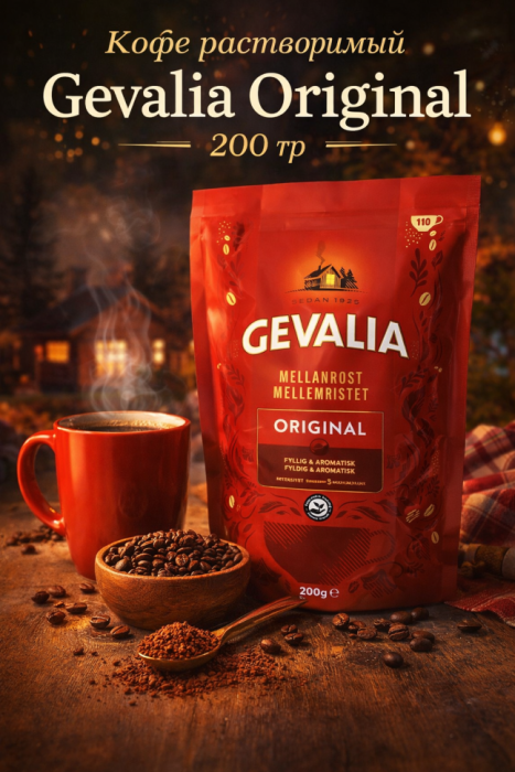 Кофе растворимый сублимированный Gevalia Original Mellanrost 200 гр
