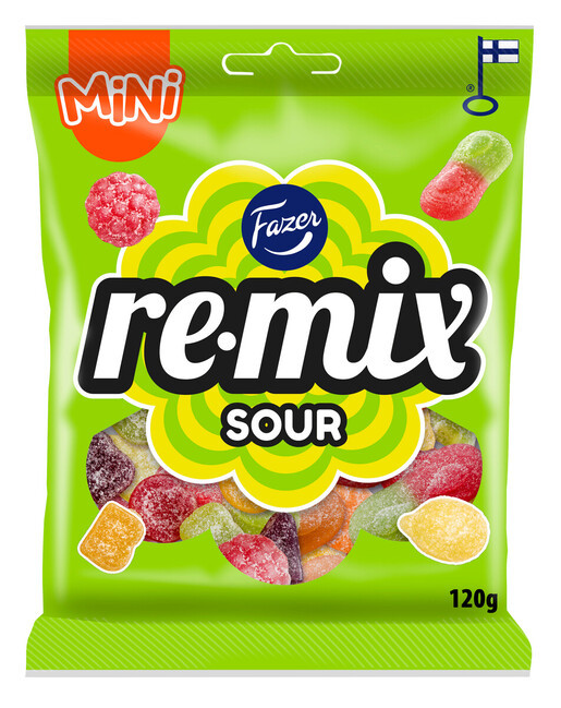 Кислые мармеладные конфеты мини Fazer Remix Sour 120 г