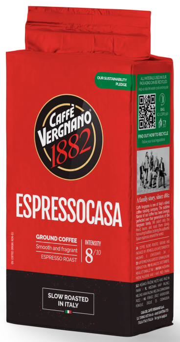 Кофе молотый эспрессо Vergnano EspressoCasa Италия 250 г