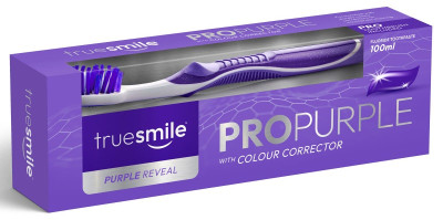 Отбеливающая зубная паста TrueSmile ProPurple с цветокорректором и зубной щёткой 100 мл
