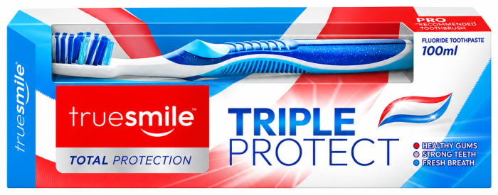 Зубная паста TrueSmile Triple Protect с тройной защитой и зубной щёткой 100 мл